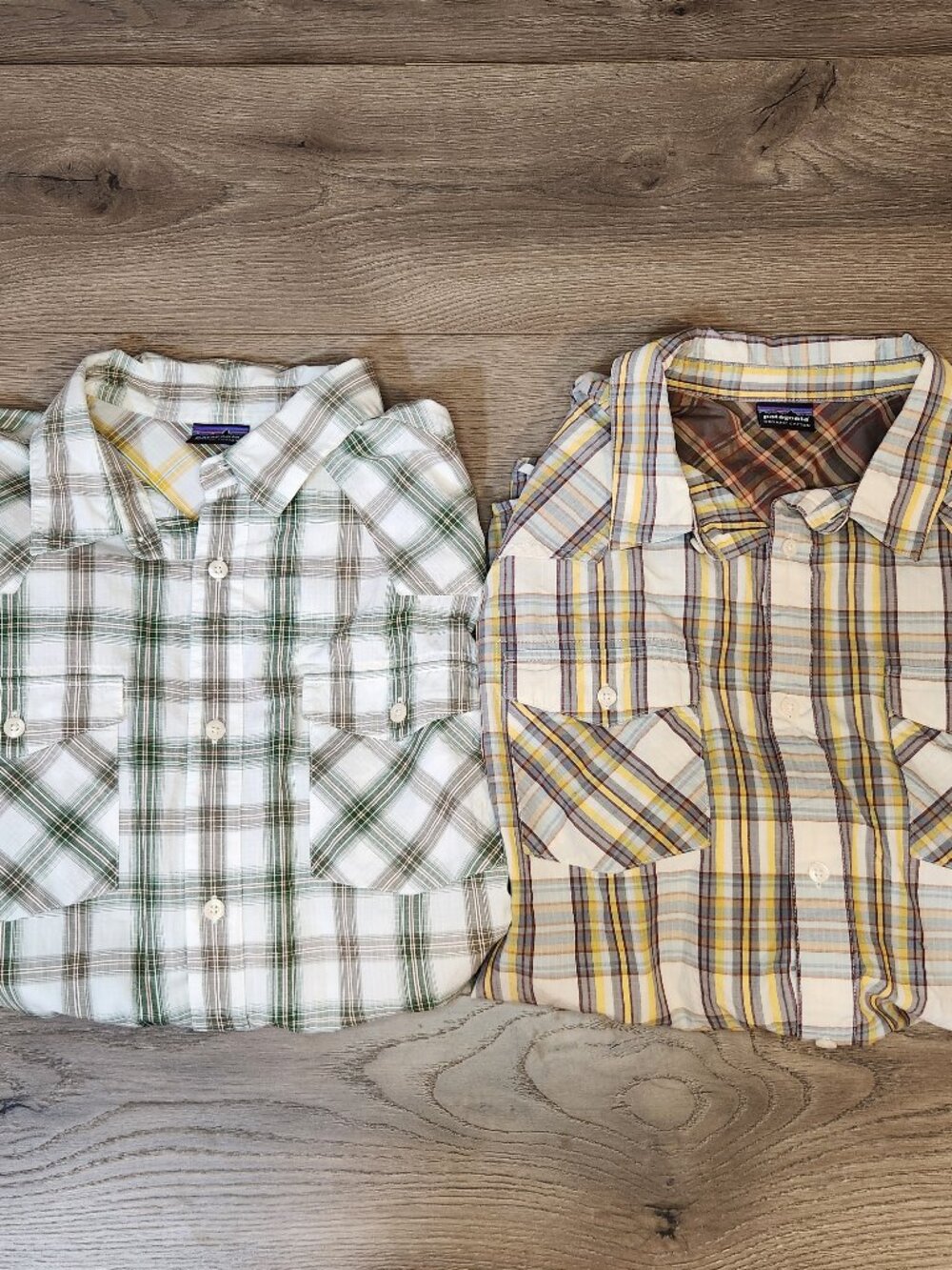 Patagonia LOT 2 Mens Large Plaid Organic Cotton Long Sleeve Button Down Shirt